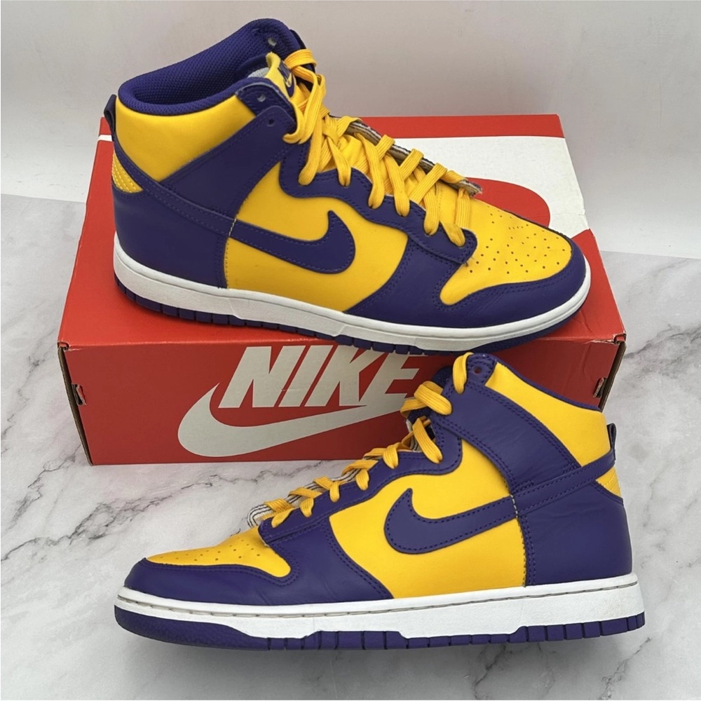 Nike Dunk High Retro Court Purple Violet Court Shoes Mens 9.5 Lakers Sneakers